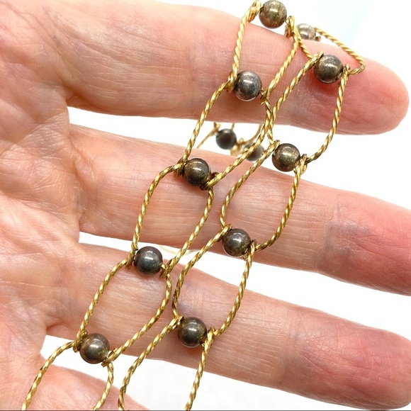 Jewelry - Vintage Gold Tone Links with Beads Choker Necklace
